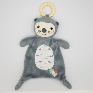 Douglas Baby Lovey Sea Otter Gray Plush Security Blanket Stars Lil Teether